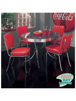 Sanders Eetkamer Set - Retro Rood Wit Ovale Tafel - Bel-Air