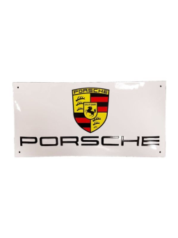 Sanders Decoratie Bord - Porsche Logo Wit 60 x 30cm - Emaille