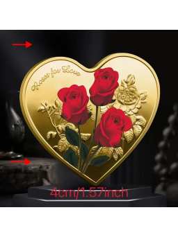 Sanders verzamelmunt - Hart 3 Rozen - I Love You Teksten - Goud  - Afmetingen