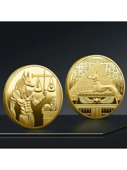 Sanders verzamelmunt - Anubis - Piramide - Weegschaal - Goud