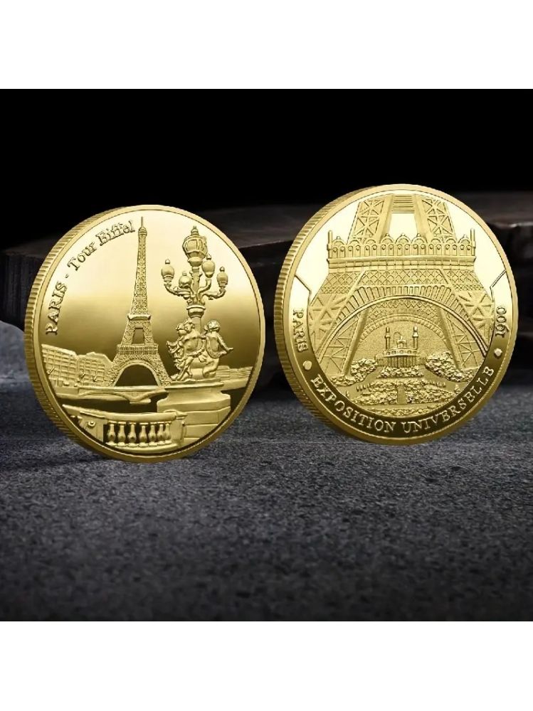 Sanders verzamelmunt - Parijs - Eiffeltoren heel - close up - Goud