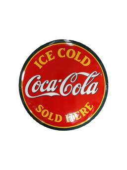 Sanders Coca Cola - Ice Cold Sold Here Emaille Bord - Ø40cm