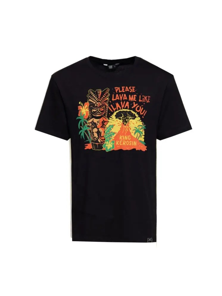 Sanders Heren T-Shirt - Lava You - Zwart - King Kerosin