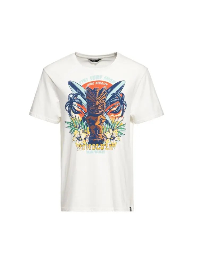 Sanders Heren T-Shirt - Tiki Surf Shop - Wit - King Kerosin