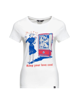 Sanders Dames T-Shirt - Keep Your Love Cool - Wit - Queen Kerosin