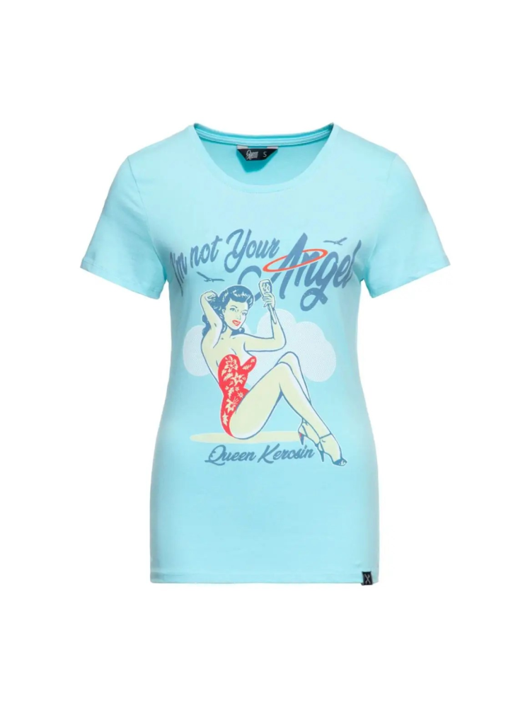 Sanders Dames T-Shirt - I Am Not Your Angel - Licht Blauw - Queen Kerosin