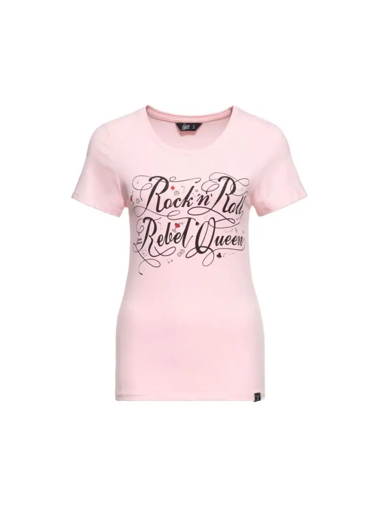 Sanders Dames T-Shirt - Rock 'N' Roll Rebel - Roze - Queen Kerosin