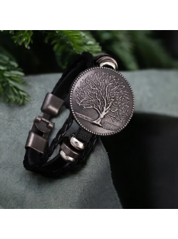 Sanders Armband - Levensboom Lederen Armband Zwart